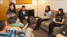 Students gathering at the recovery center